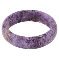 Russian charoite  bangle bracelet, solid bracelet 61 mm