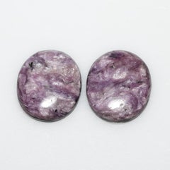 Coppia di cabochon di charoite russa