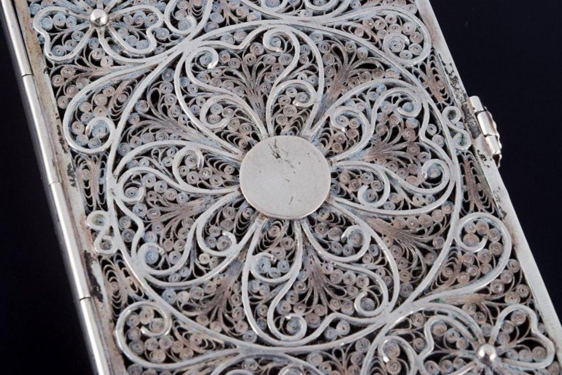 Russian Cigarette Case, in Silver with Filigree Work, Approx. 1900 1