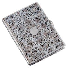 Antique Russian Cigarette Case, in Silver with Filigree Work, Approx. 1900