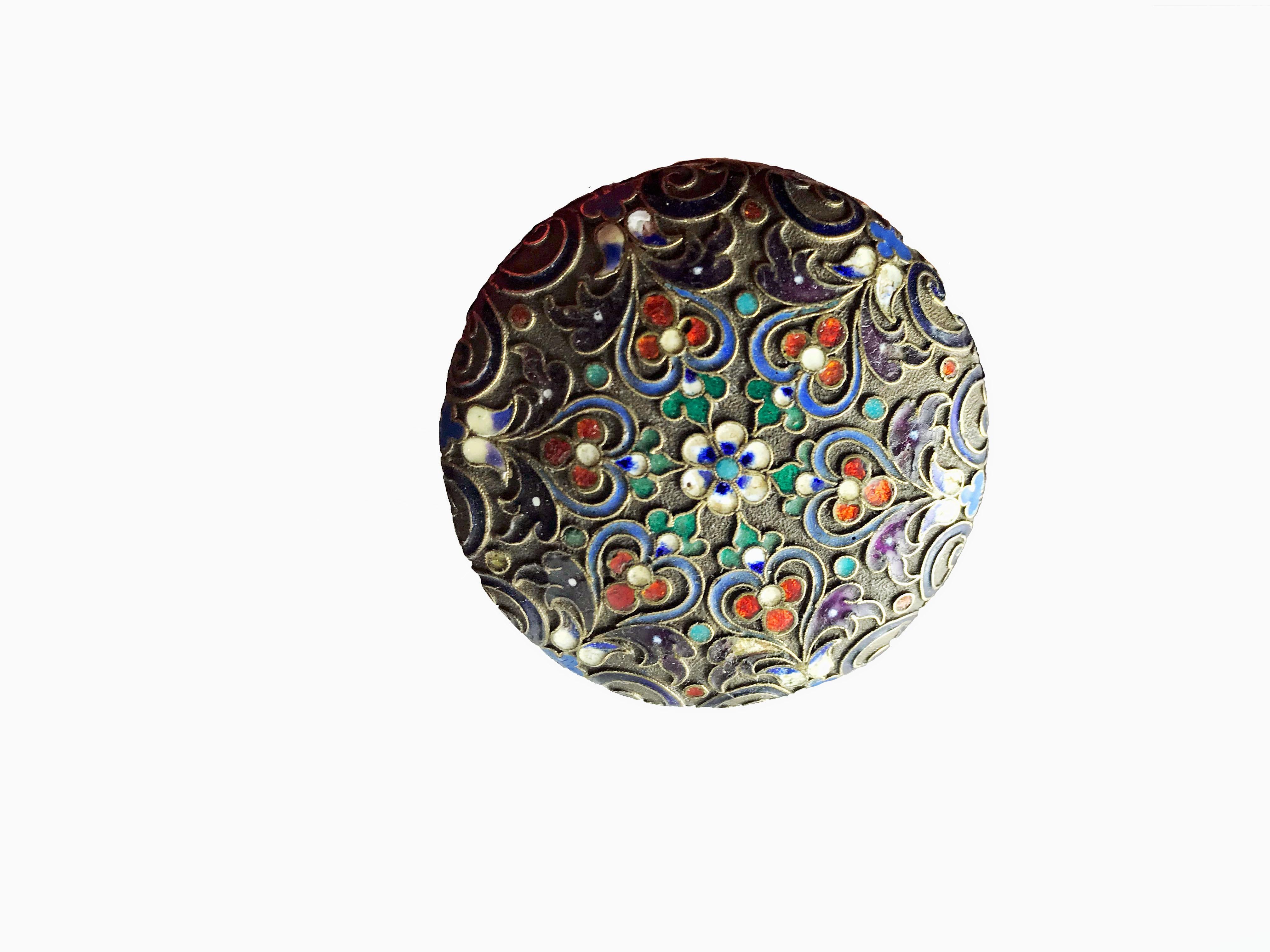 Russian Cloisonné Enameled Walking Stick Handle, Late 19th Century 1