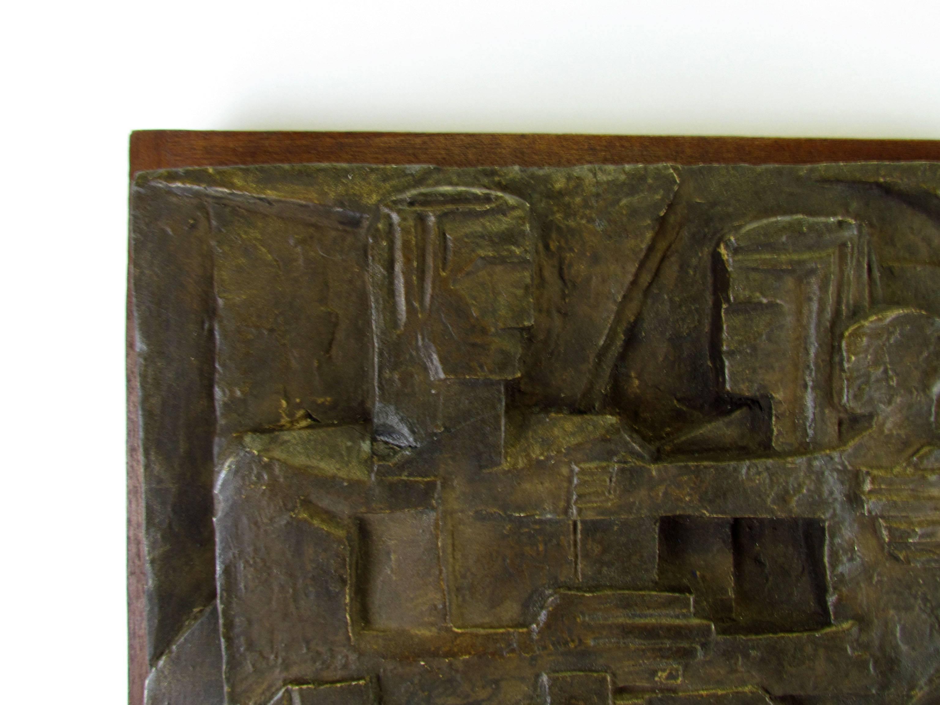 Brutalist Russian Constructivism Sculpture Plaque by Mirtala Bentov, circa 1960s