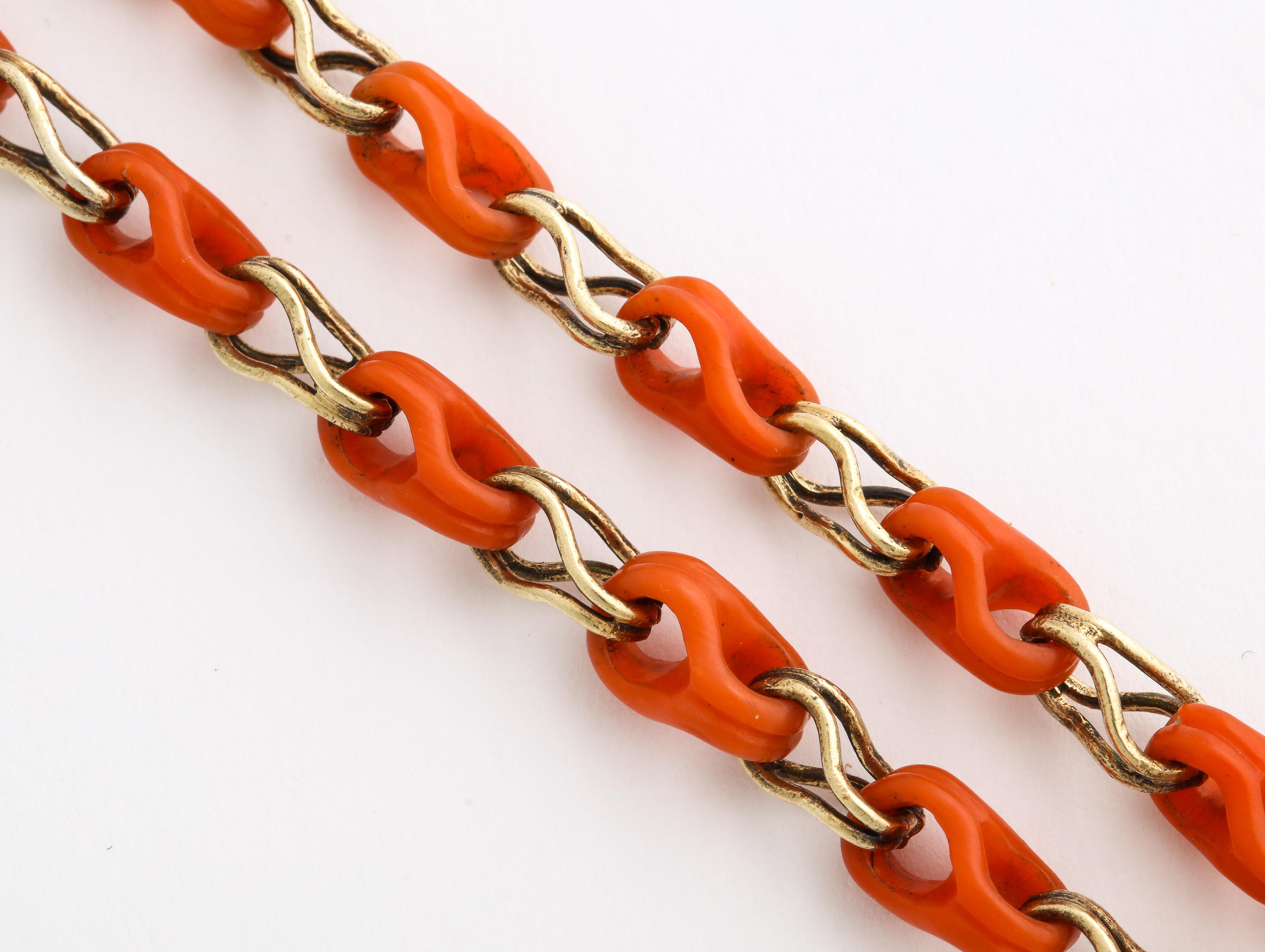 Russian  Imperial-era Coral Gold Link Bracelet, circa 1890 4