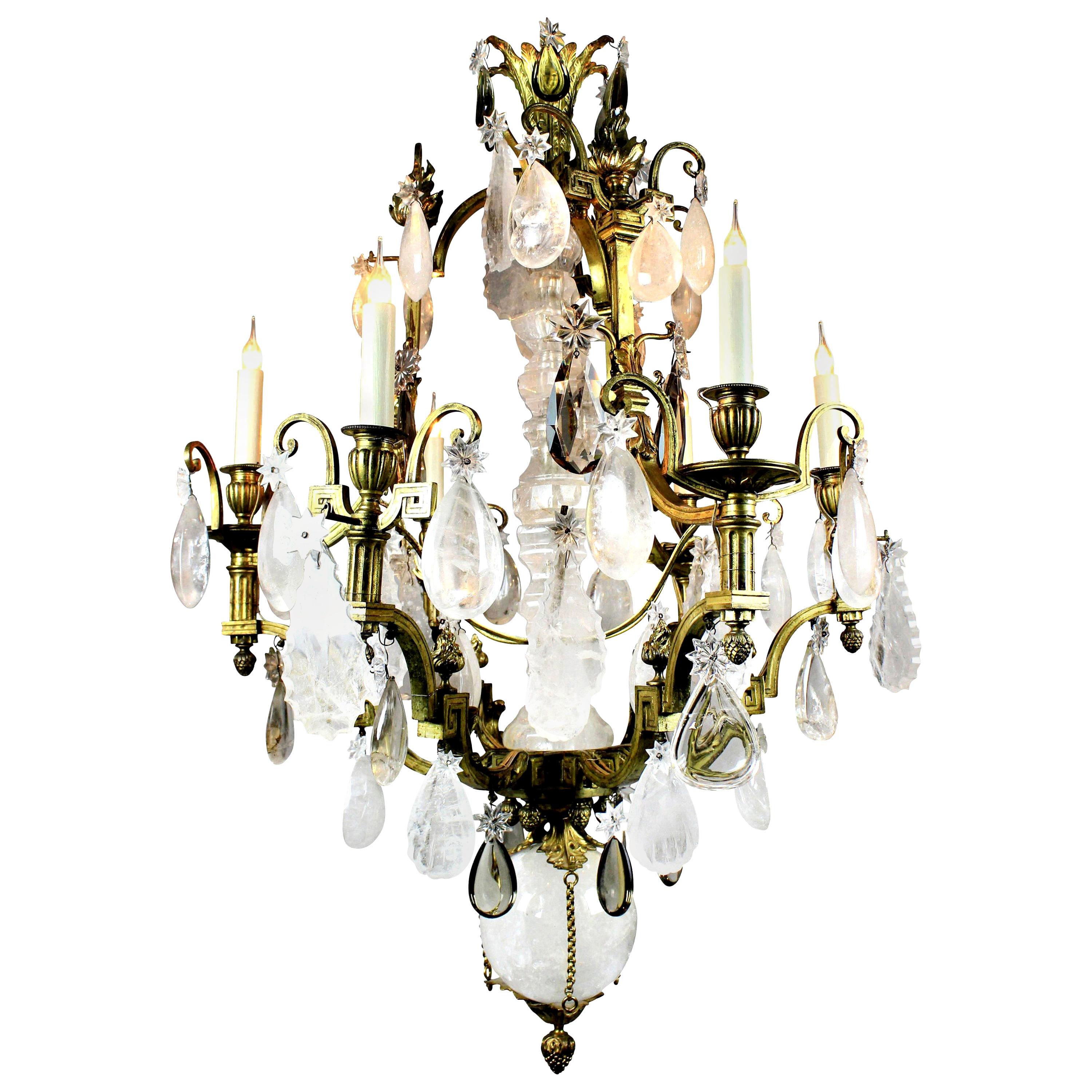 Russian Cristal De Roche and Gilt Bronze Chandelier