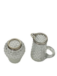 Russische Vase mit russischem Kristallschliff und holländischem Silberlöffel und Milchkännchen, ca. 1880