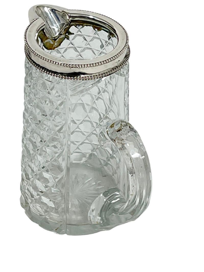 19th Century Russian Crystal Cut with Dutch Silver Spoon Vase and Milk Jug, ca. 1880