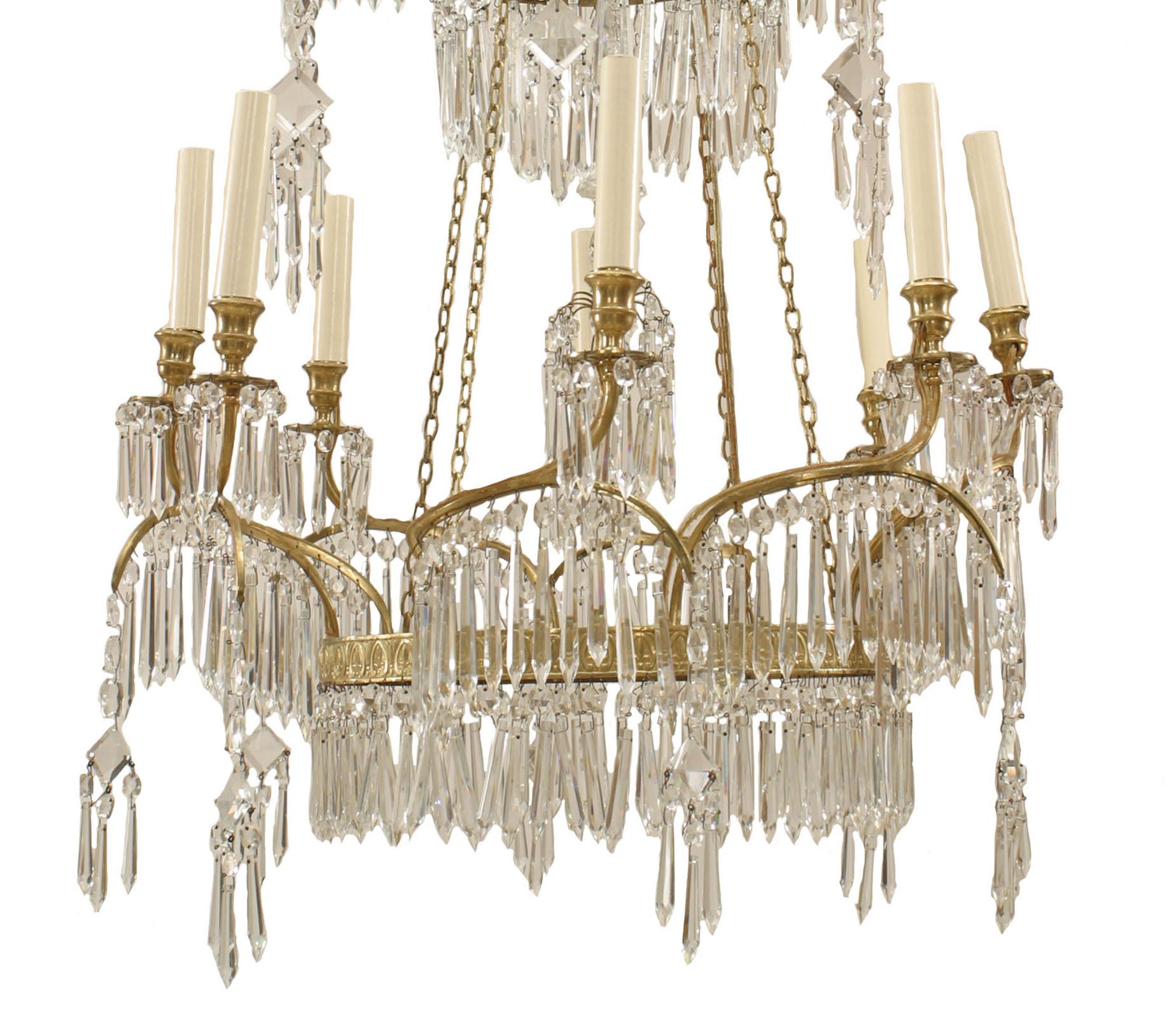 Russian Gilt Bronze and Crystal Chandelier In Good Condition For Sale In New York, NY