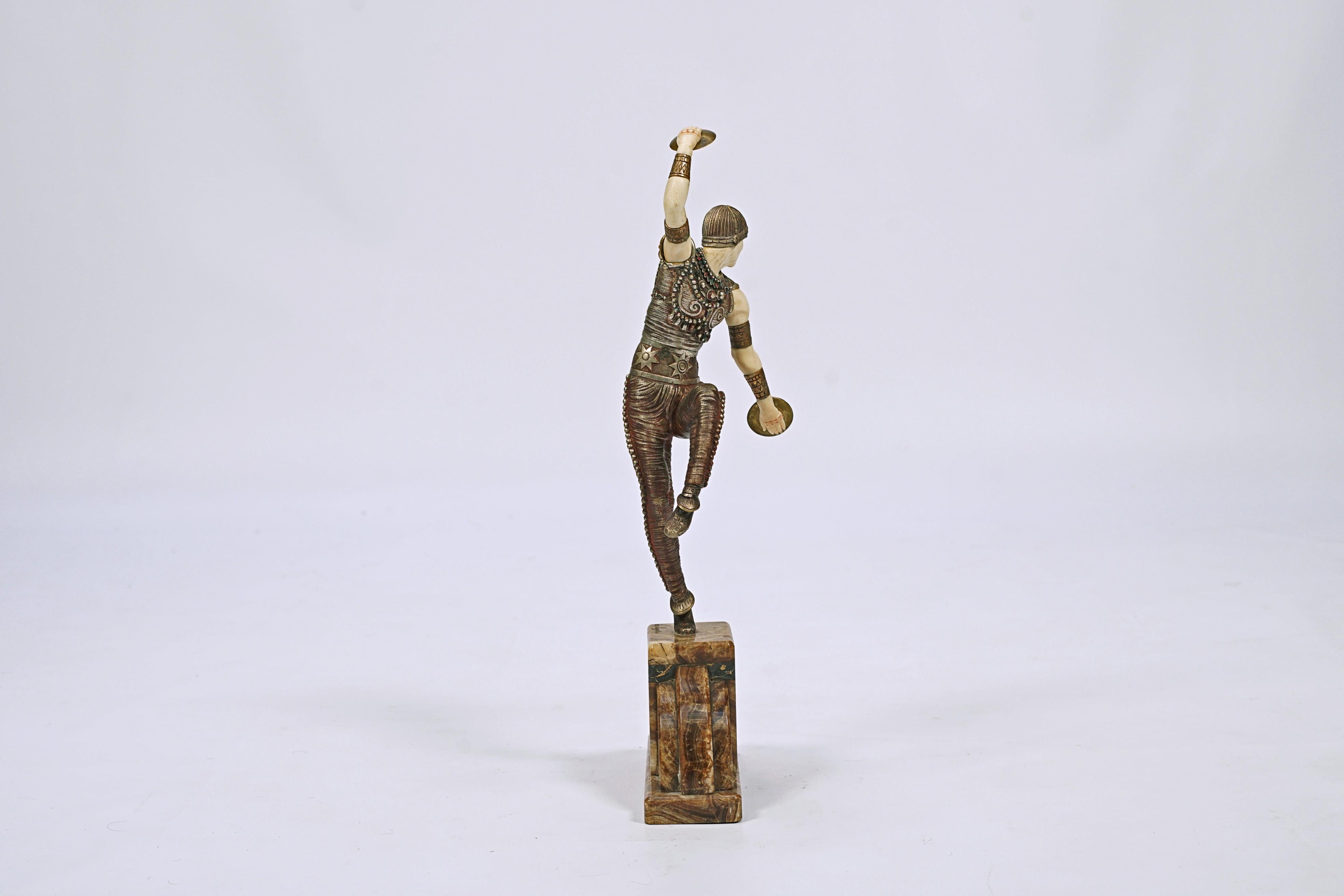 Russian Dancer by Demetre H. Chiparus (1886-1947).Bronze and ivory on marble base.

The statuette depicts the ukrainian dancer Vaslav Nijinsky (1889-1950) in the 