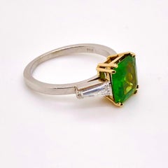 Russian Demantoid 2.49 Carat and Diamond Ring