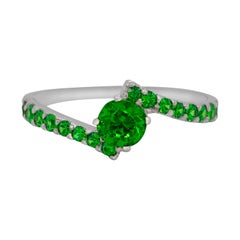 Russian Demantoid Garnet 14 Karat Gold Engagement Ring