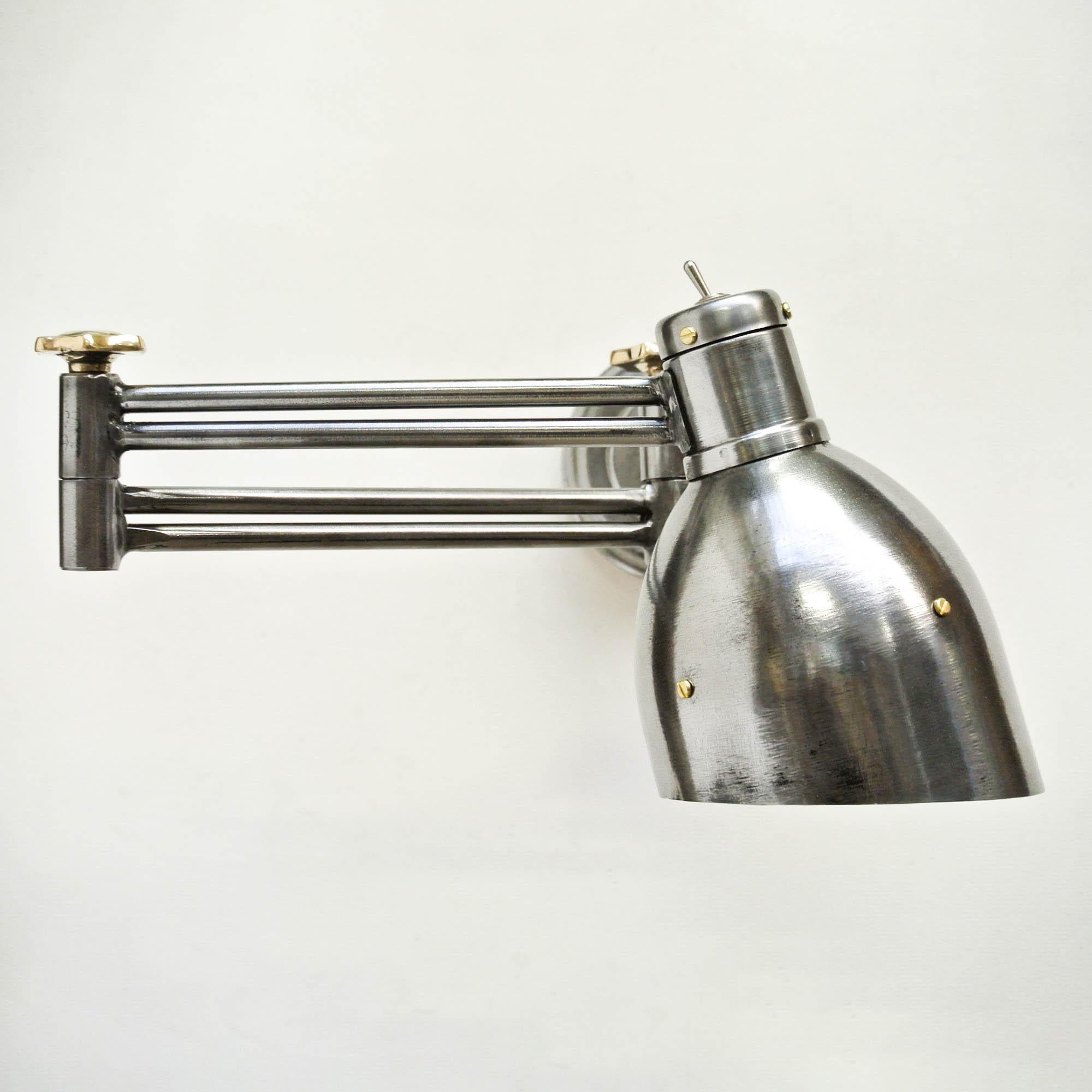 Polished Russian Deploying Lamp with Articulated Arms, Russia, circa 1950