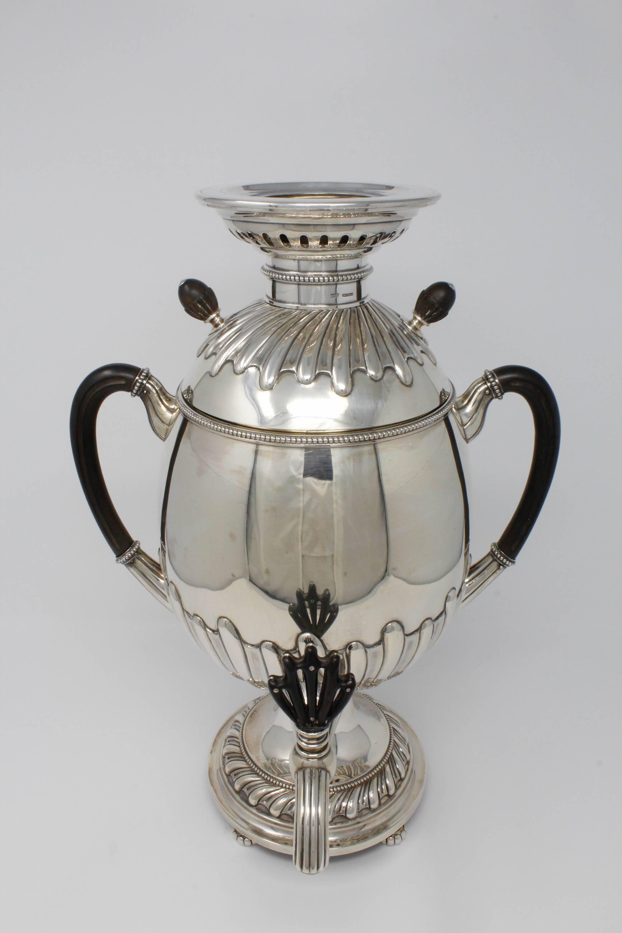 Russian Empire Russian Egg Shaped Samovar with Ebonized Wood Handles For Sale