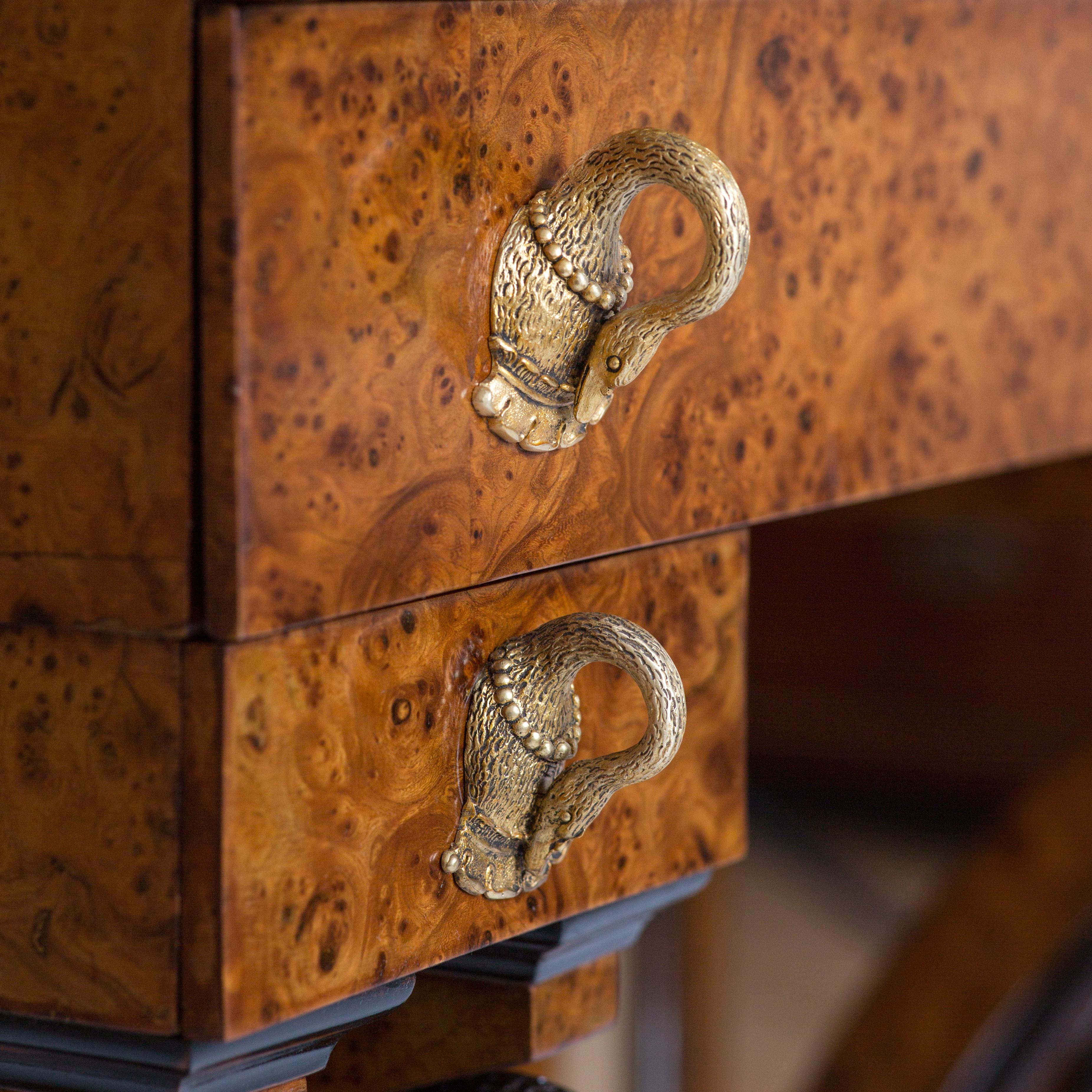 19th Century Russian Empire Dressing Table with Mahogany Carvings and Gilt Bronzes For Sale