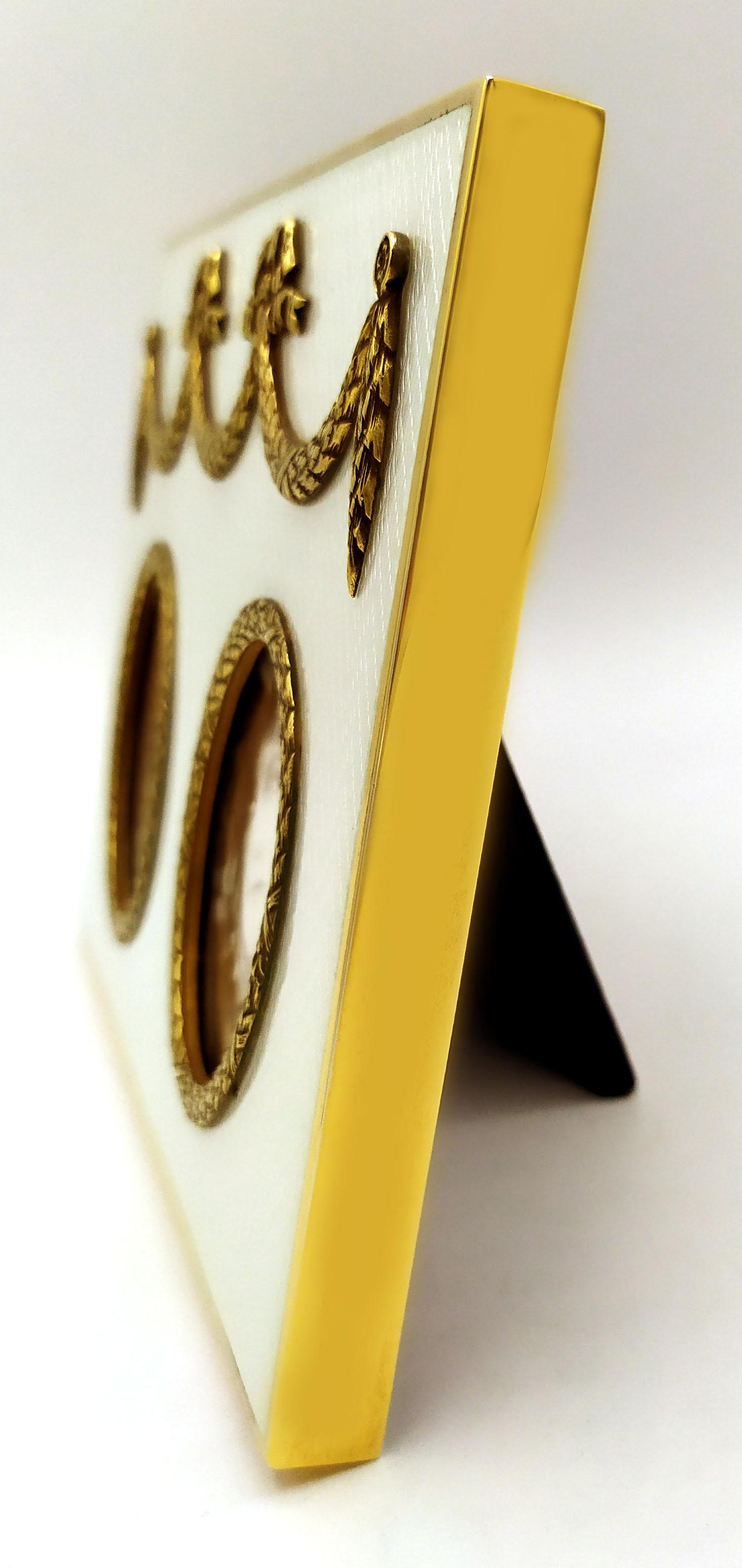 Russisches Reich Fabergè Stil Rechteckiger Fotorahmen mit 2 ovalen Rändern und Orn (Italienisch) im Angebot