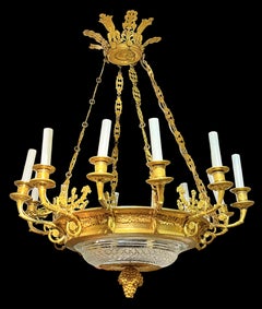 Russian Empire Gilt Bronze and Cut-Glass Twelve-Light Chandelier