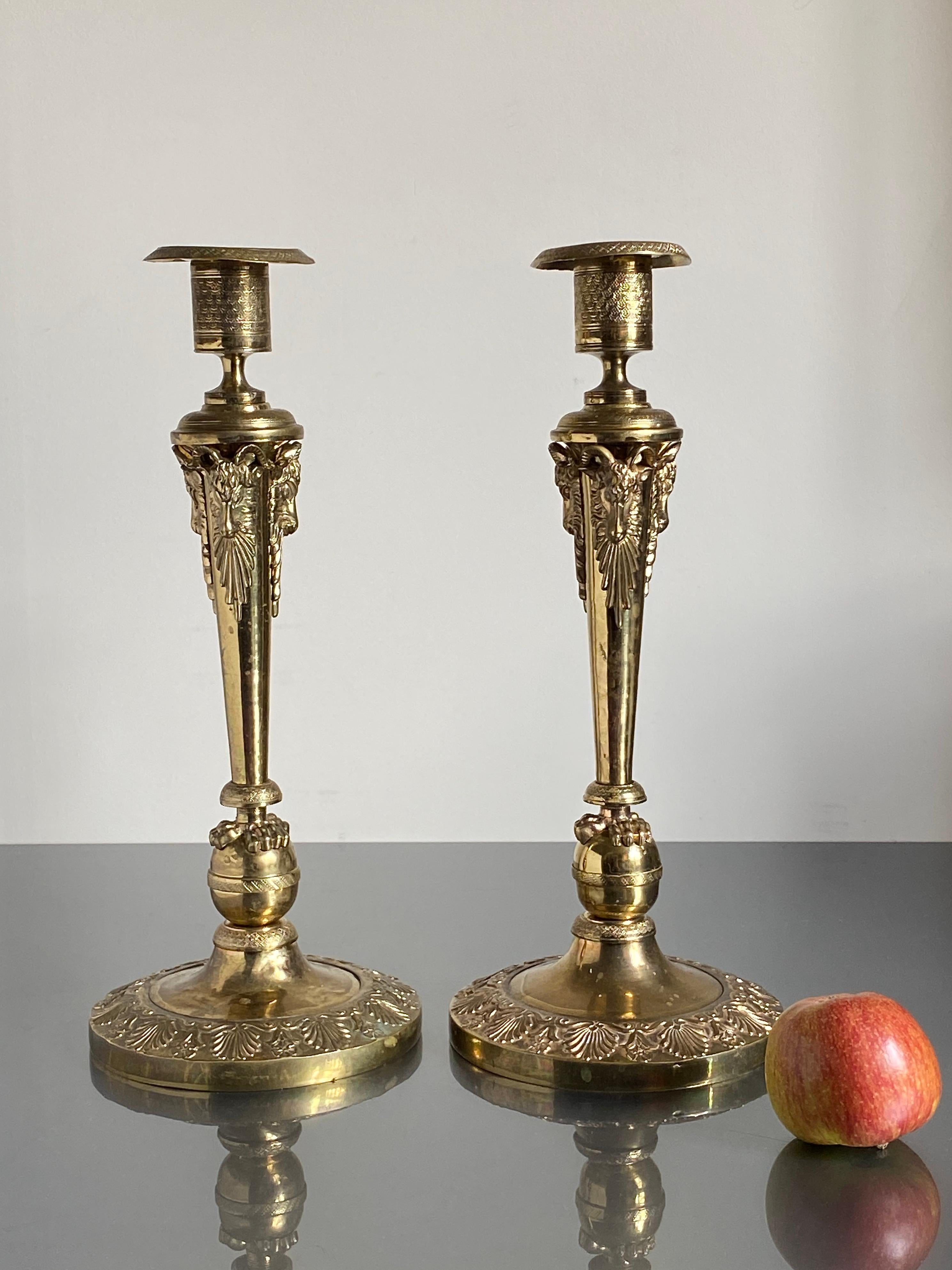 Russian Empire Gilt Bronze Candlesticks in the manner Pierre-Philippe Thomire For Sale 6