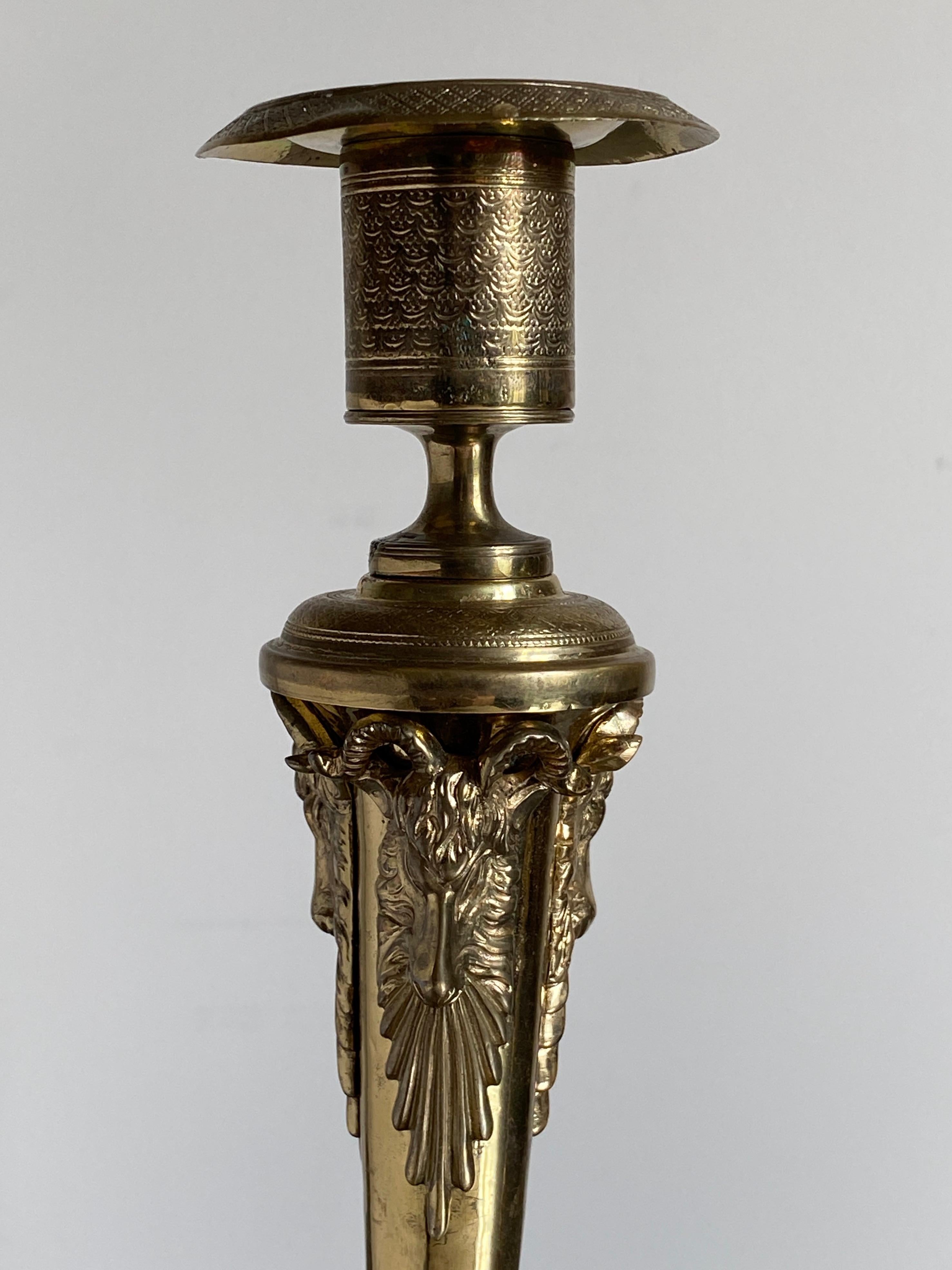 Russian Empire Gilt Bronze Candlesticks in the manner Pierre-Philippe Thomire For Sale 1