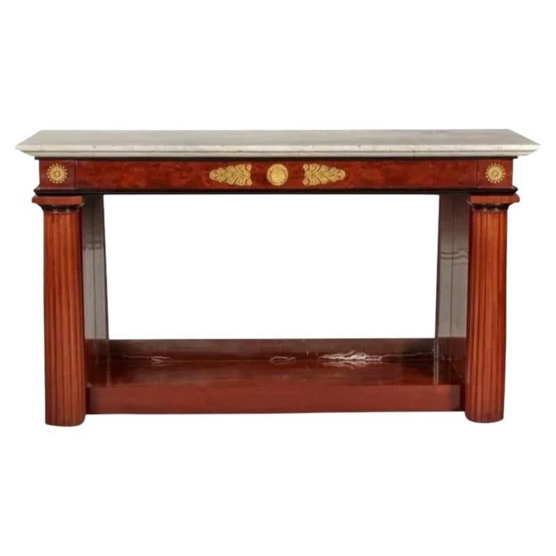 Russian Empire Ormolu-Mounted Mahogany Console Table Cupboard, circa 1825 For Sale