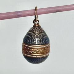 Russian Enamel and 14 Carat Rose Gold Egg Pendant
