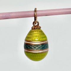 Russian Enamel and 14 Carat Rose Gold Egg Pendant