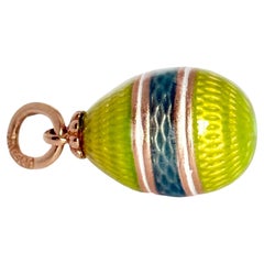 Russian Enamel and 14 Carat Rose Gold Egg Pendant