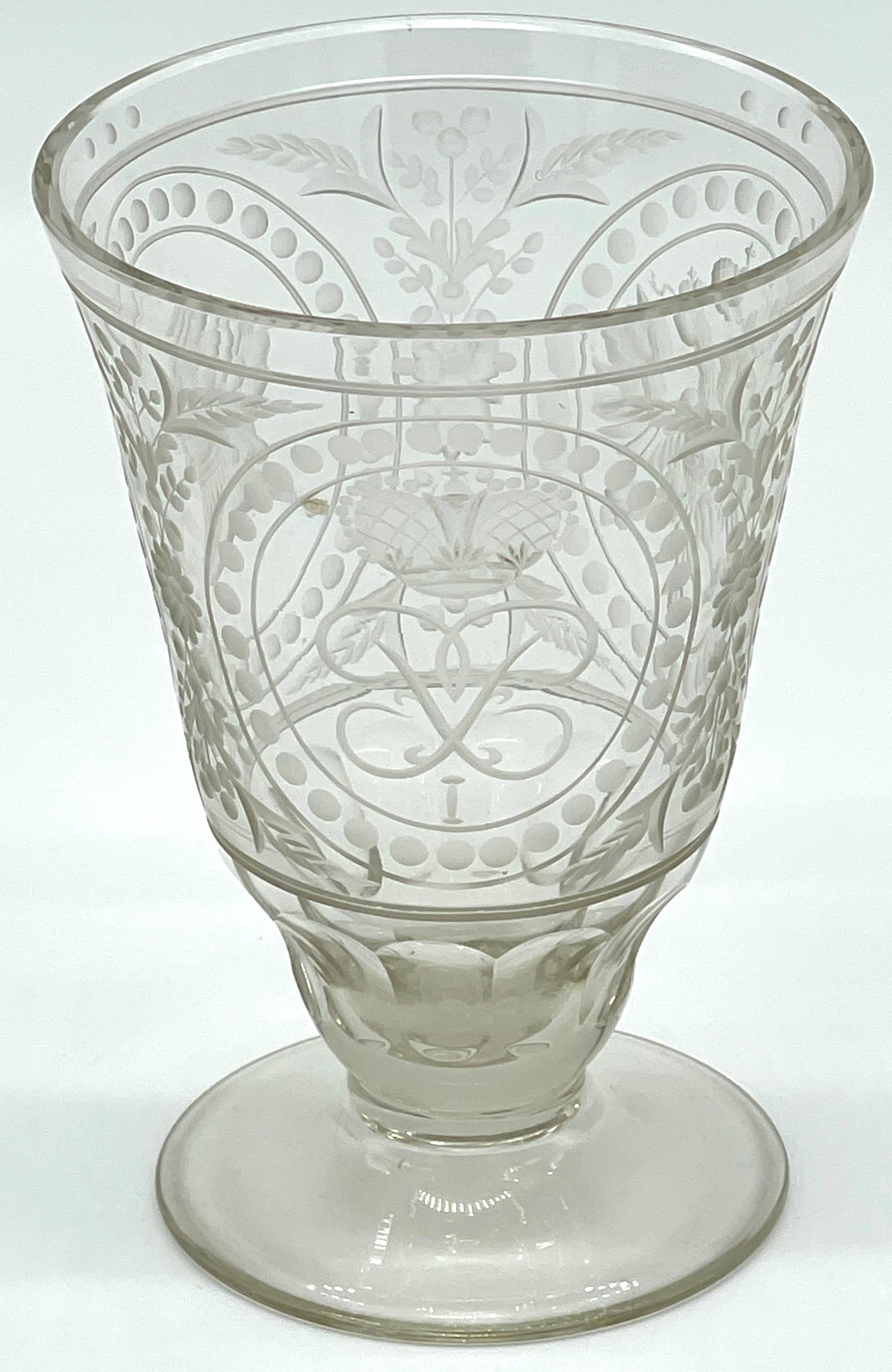 Baltic Russian Engraved Crystal Beaker, Commemorative of Alexander I, 