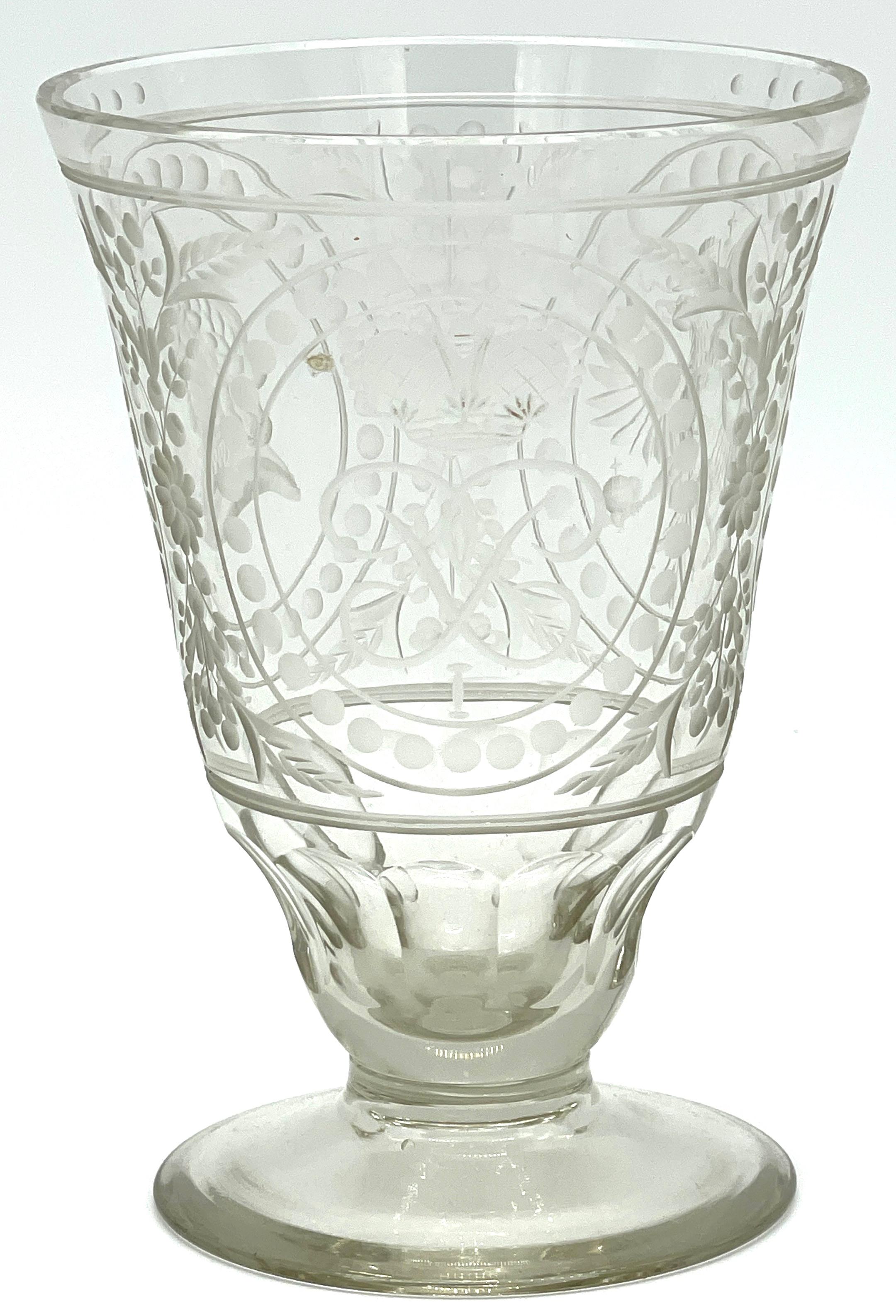 19th Century Russian Engraved Crystal Beaker, Commemorative of Alexander I, 