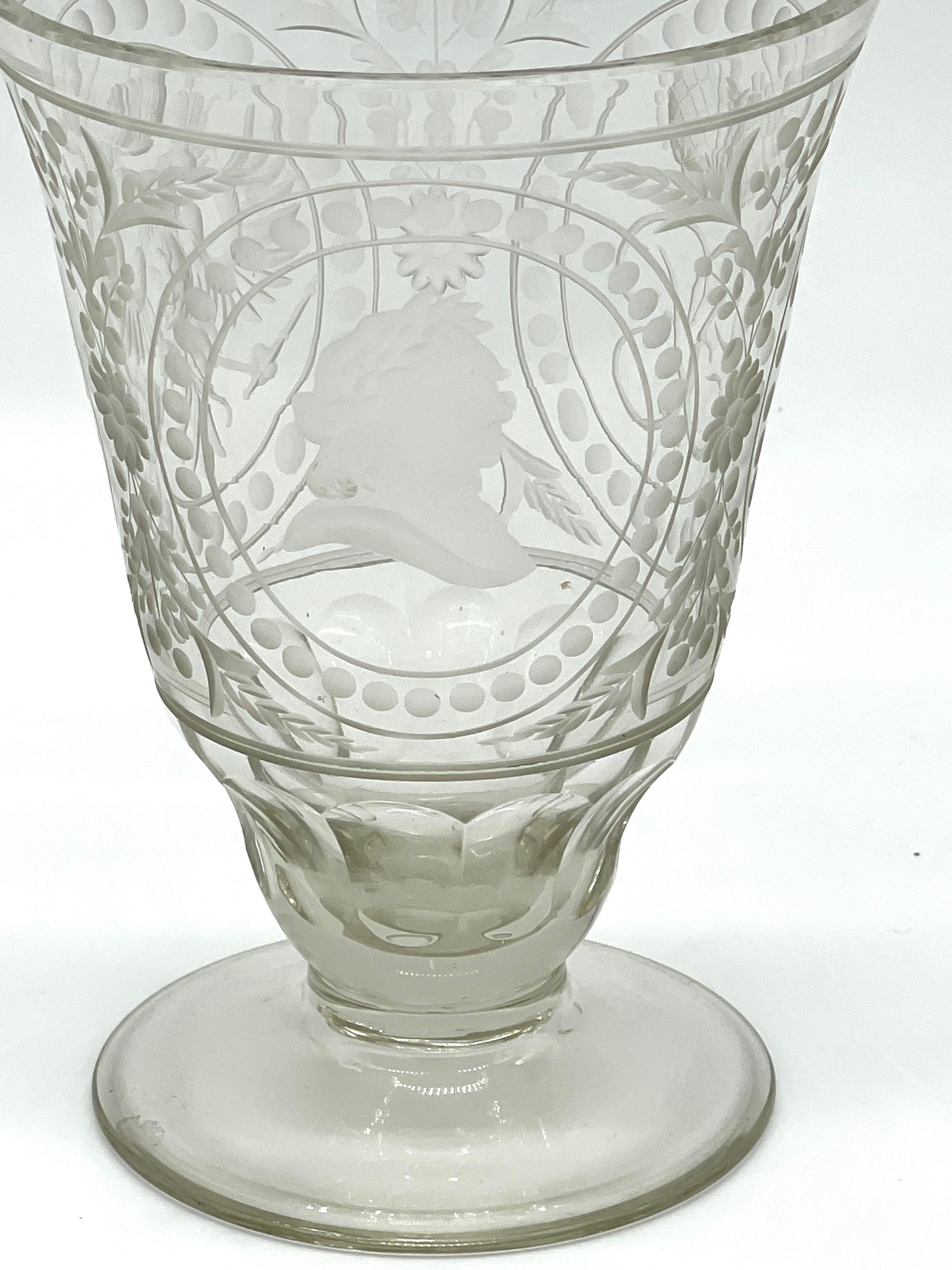 Russian Engraved Crystal Beaker, Commemorative of Alexander I, 