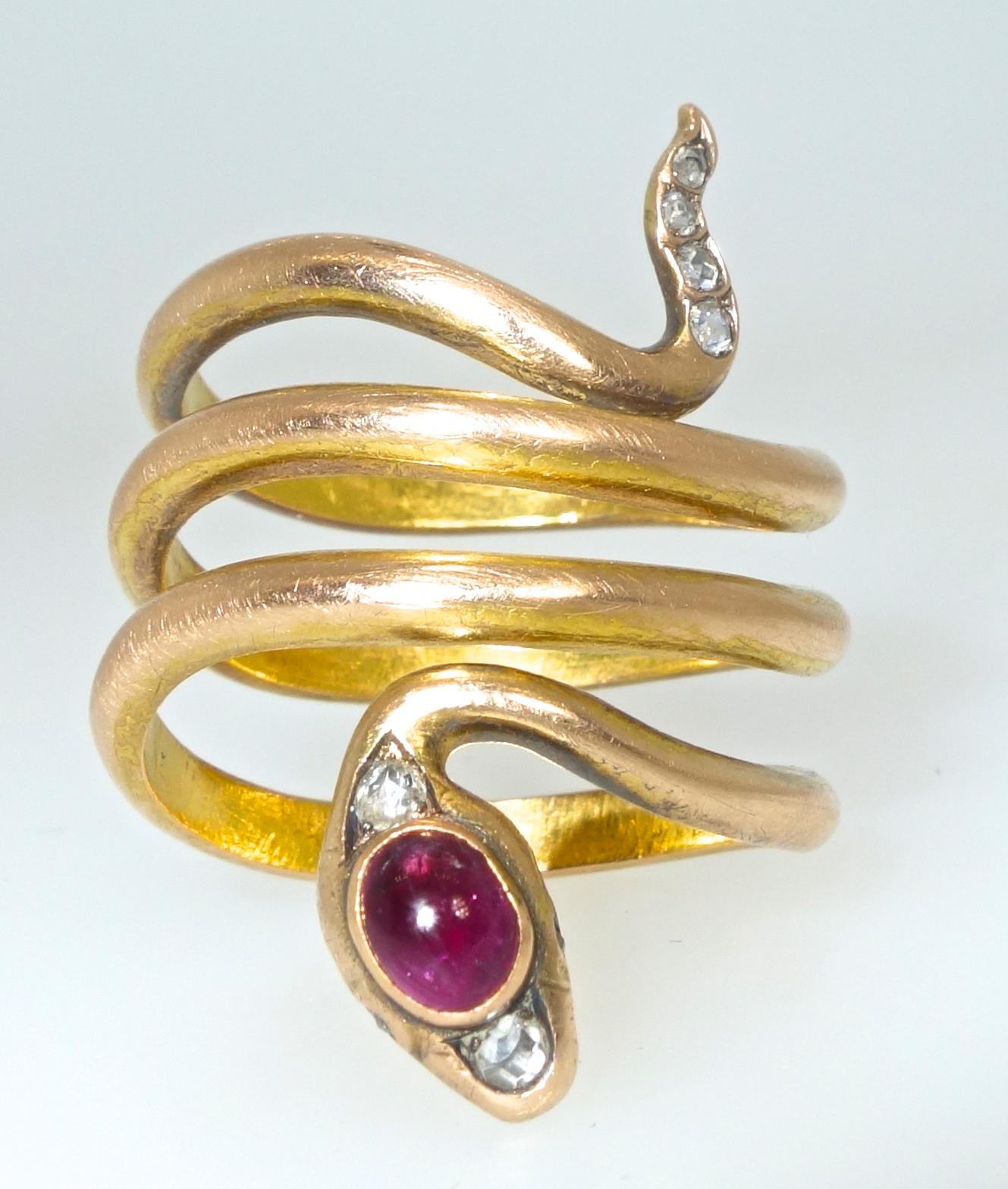 Victorian Russian Faberge Large Snake Ring, circa 1895