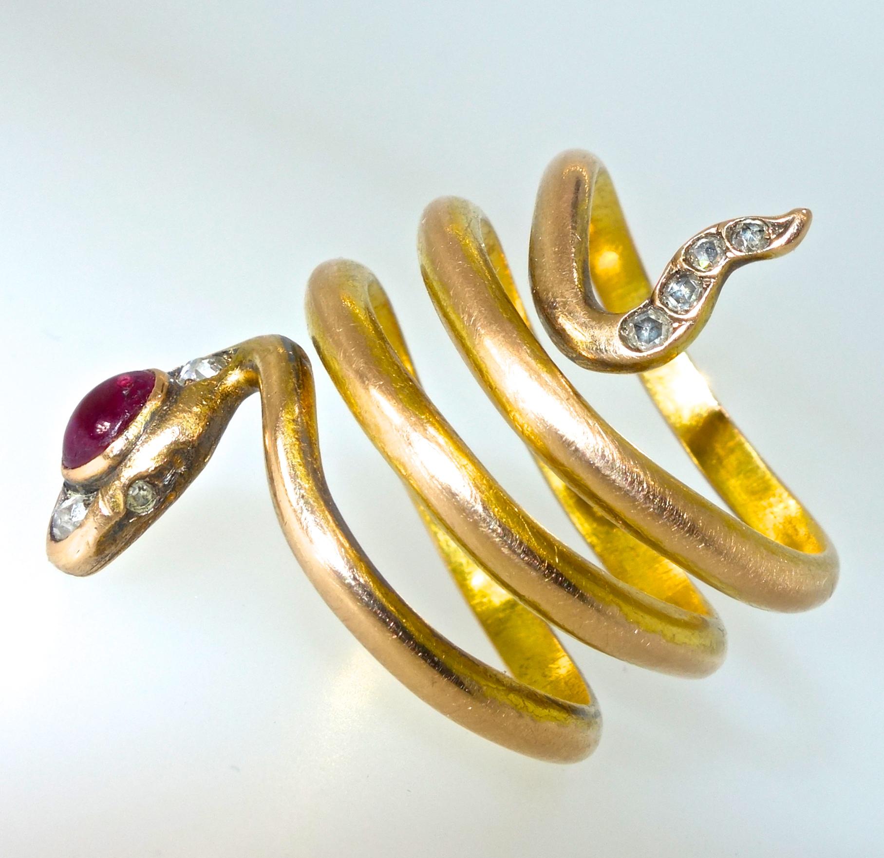 Russian Faberge Large Snake Ring, circa 1895 In Good Condition In Aspen, CO