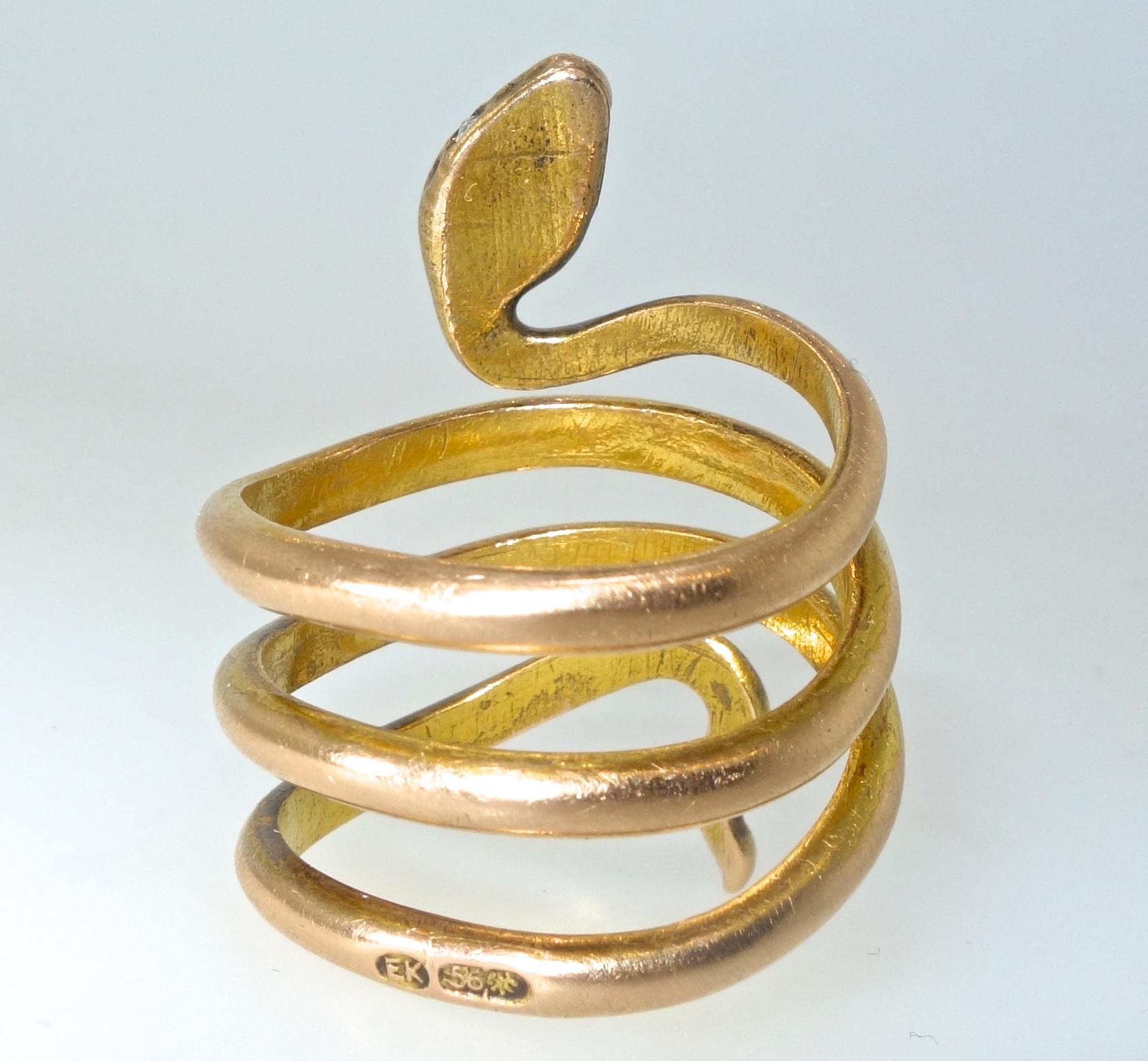 Women's or Men's Russian Faberge Large Snake Ring, circa 1895