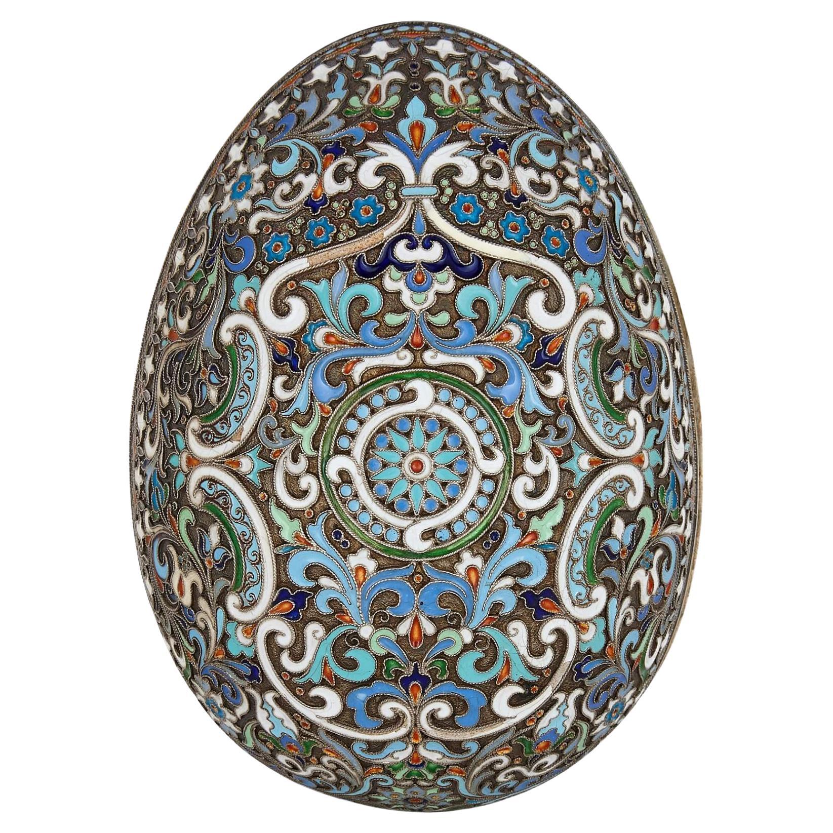 Russian Fabergé style cloisonné enamel Easter egg