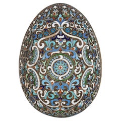 Russian Fabergé style cloisonné enamel Easter egg