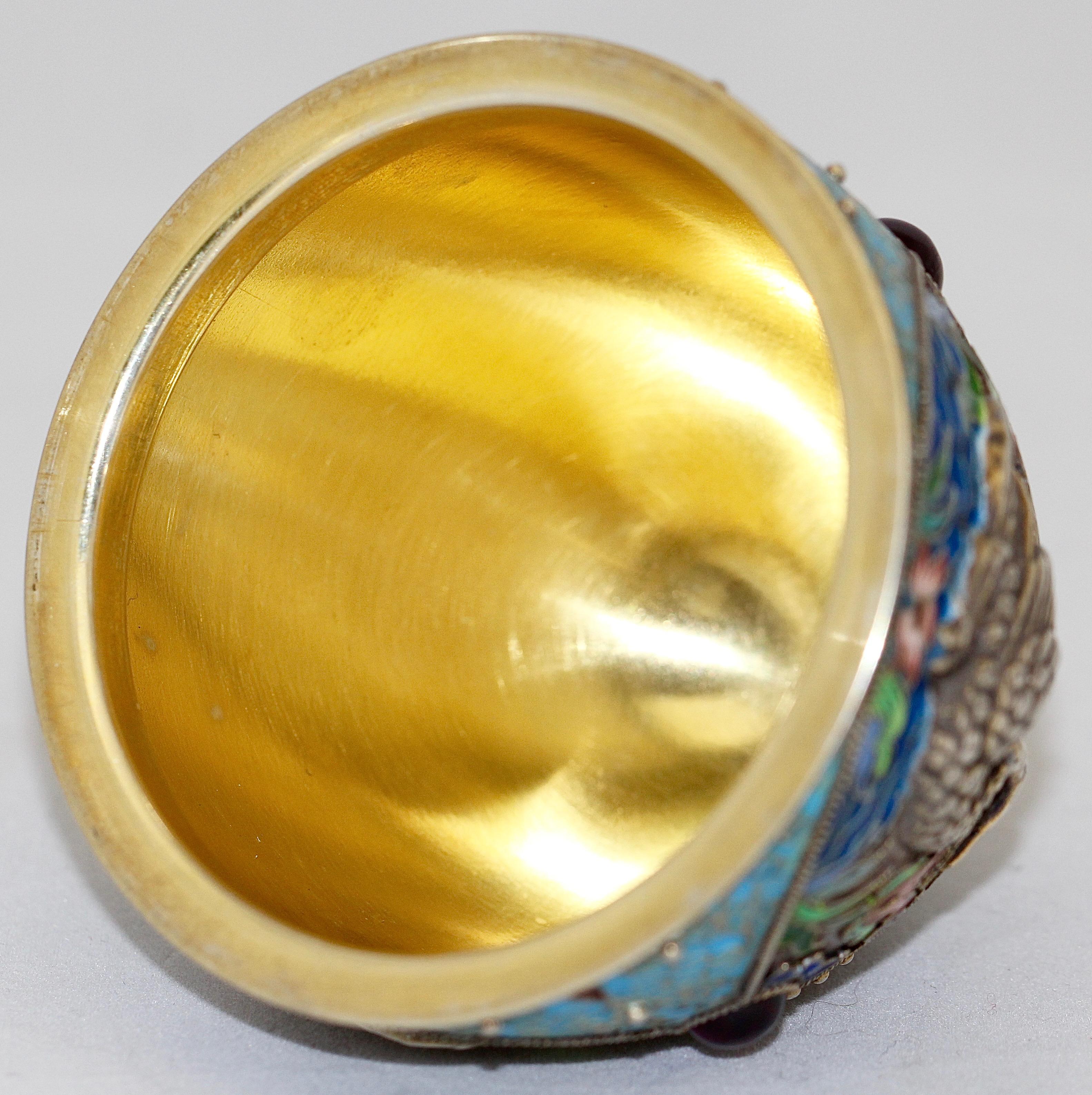 Russian Faberge Style Cloisonne Enamel Egg. 84 Silver H3 'NZ' 1