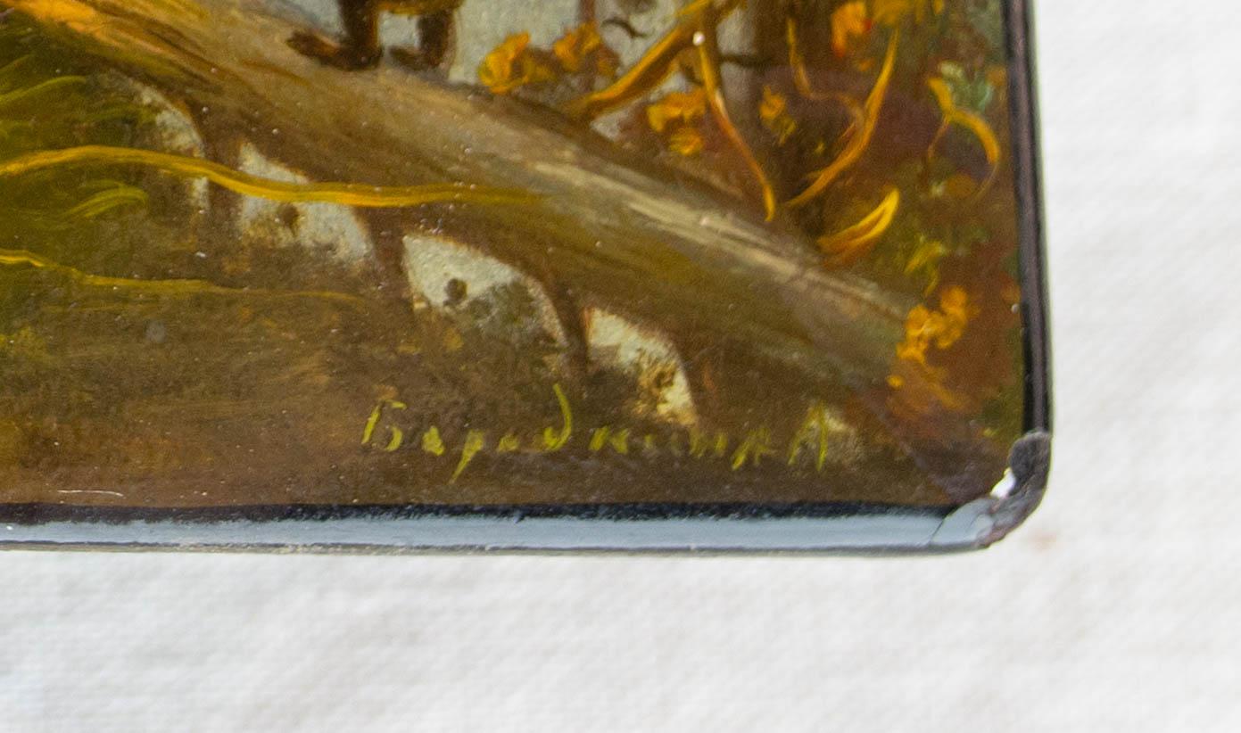 Mid-Century Modern Russian Fedoskino Lacquered Box 