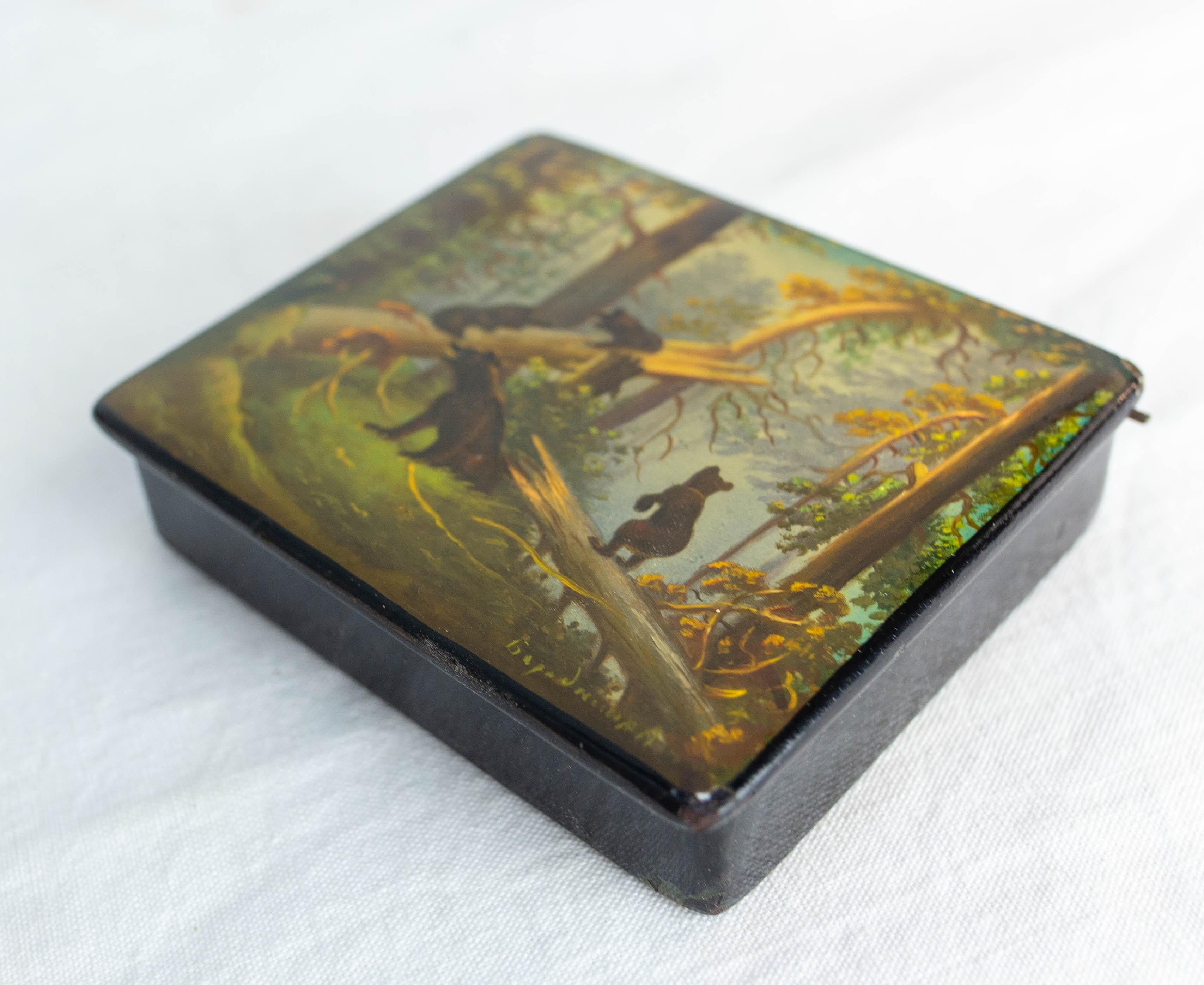 Mid-20th Century Russian Fedoskino Lacquered Box 