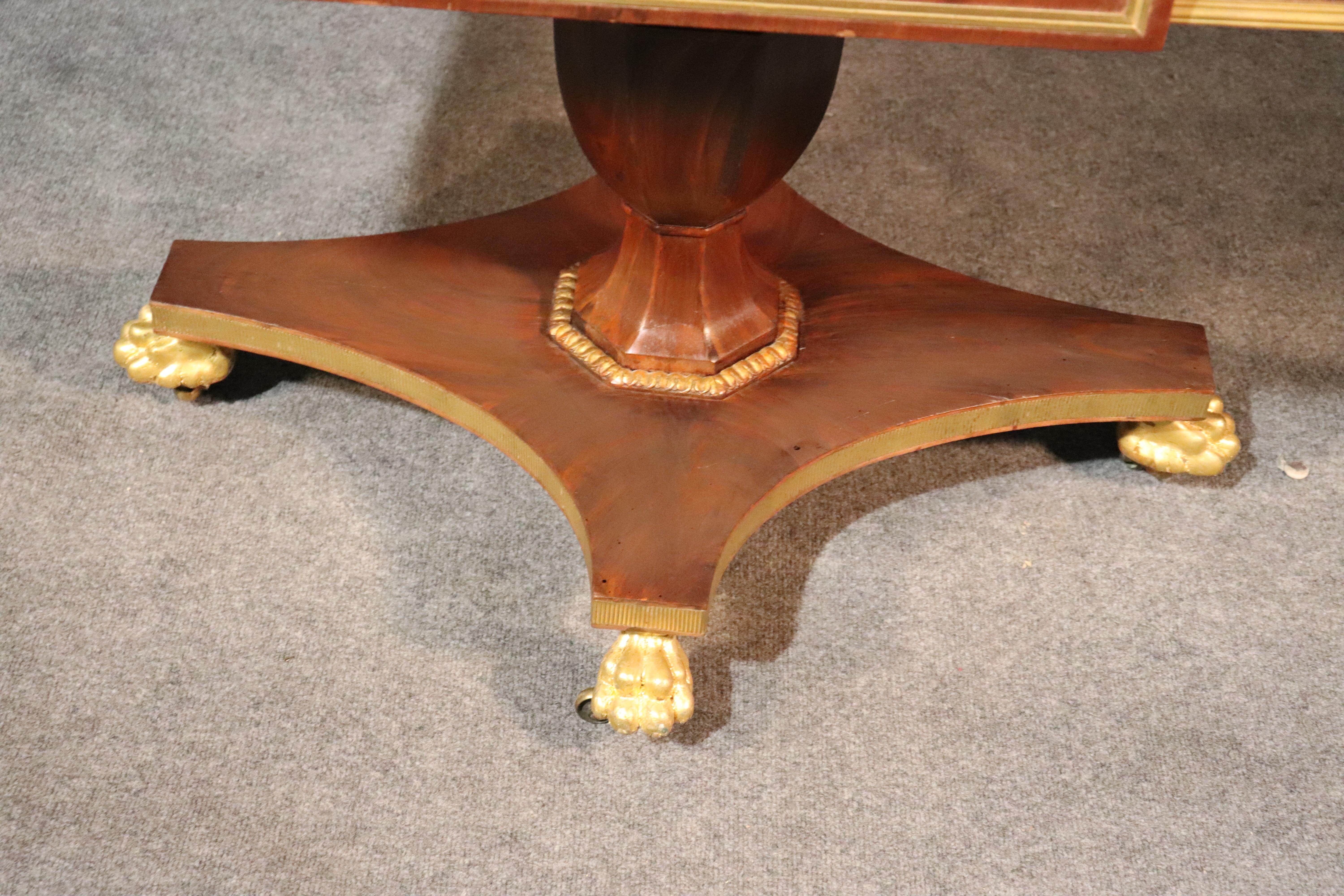 Russian Flame Mahogany Brass and Gilded Regency Style Paw Footed Writing Table 1