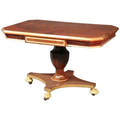 Russian Flame Mahogany Brass and Gilded Regency Style Paw Footed Writing Table