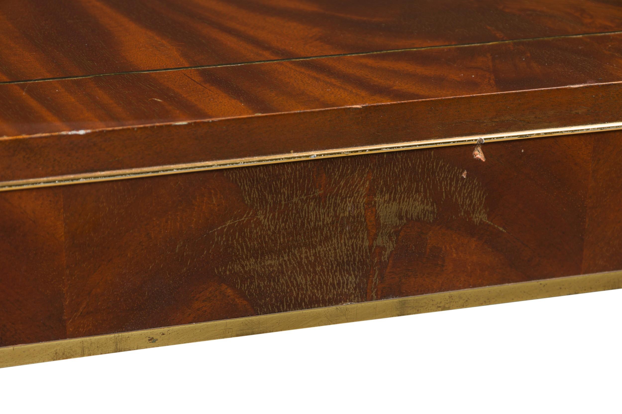 Russian Flame Mahogany Brass Trimmed Extention Dining / Conference Table For Sale 2