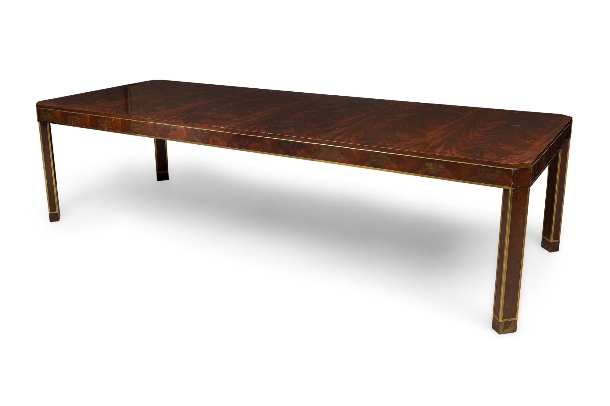 Russian Flame Mahogany Brass Trimmed Extention Dining / Conference Table For Sale 5