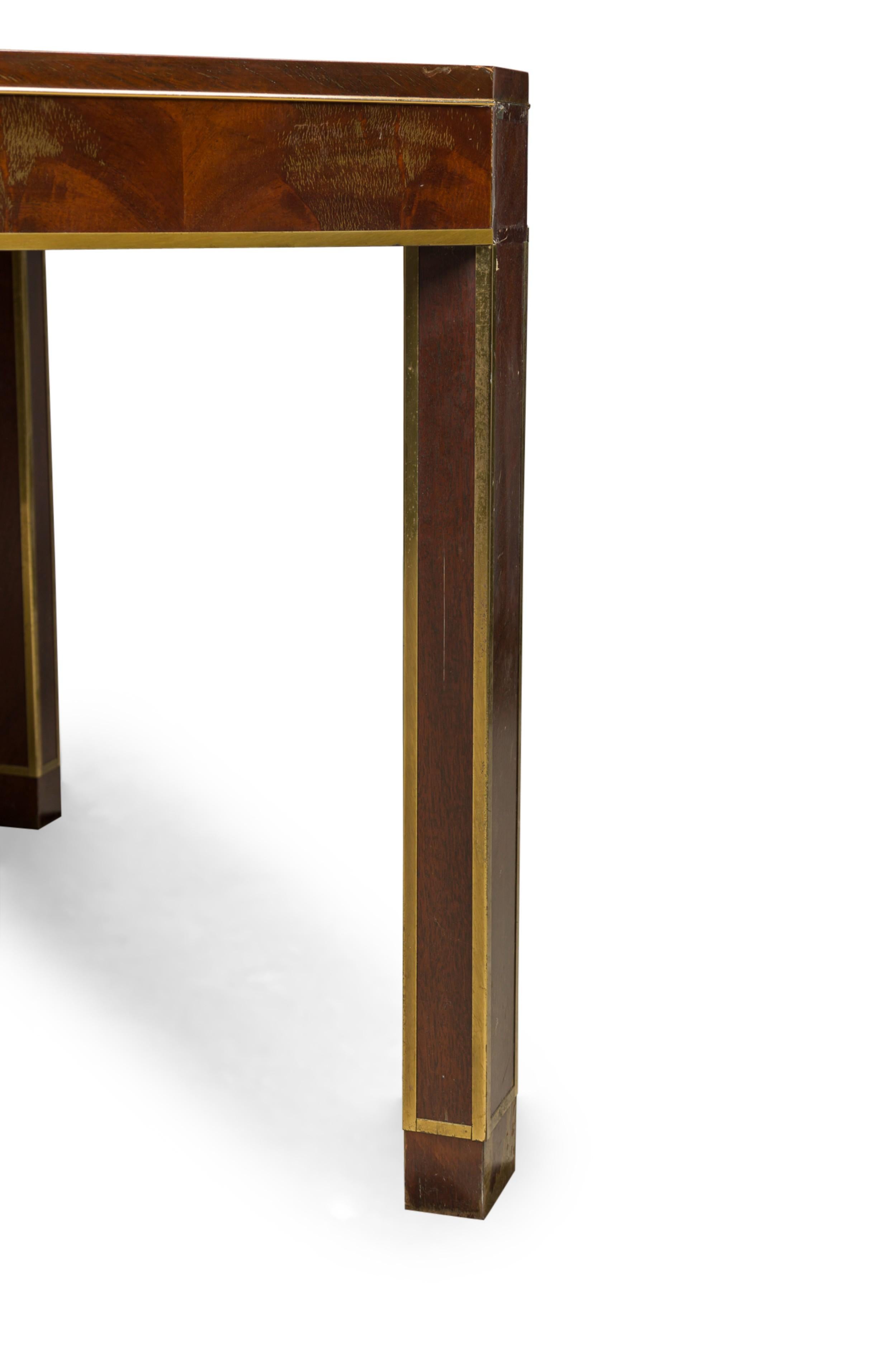 Neoclassical Russian Flame Mahogany Brass Trimmed Extention Dining / Conference Table For Sale