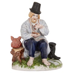 Russian Gardner Porcelain Figurine of a Peasant