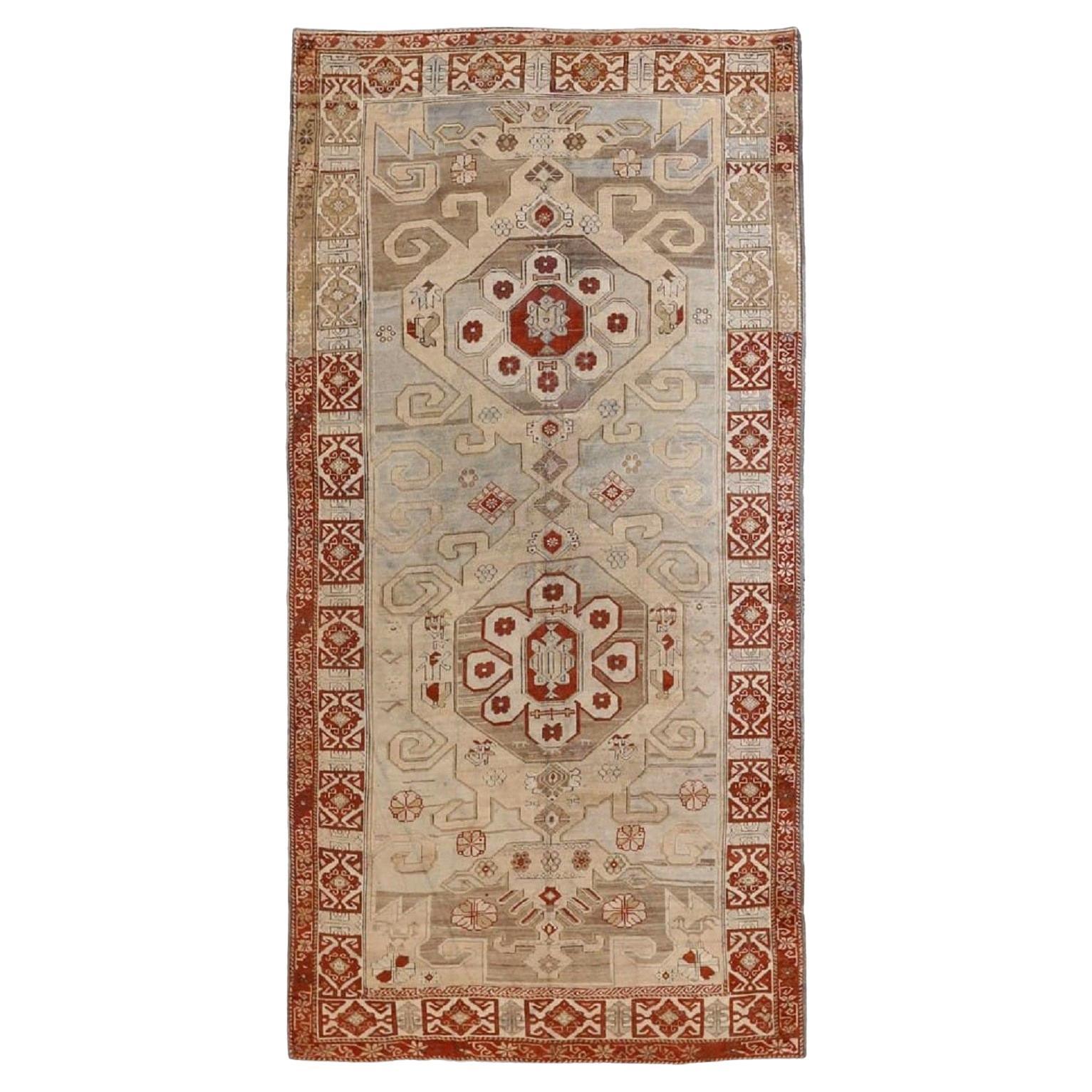 Russian Ghafghaz Small Rug Circa 1910 - Wool Blue Ivory Red 73777