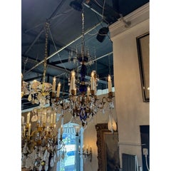 Russian Gilt Bronze and Cobalt Chandelier