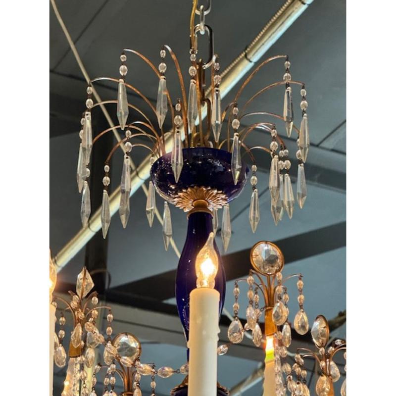 Lampadario russo in bronzo dorato e cobalto in vendita 1