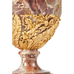Russian Gilt Bronze Mounted Veined Marble Pair Vases