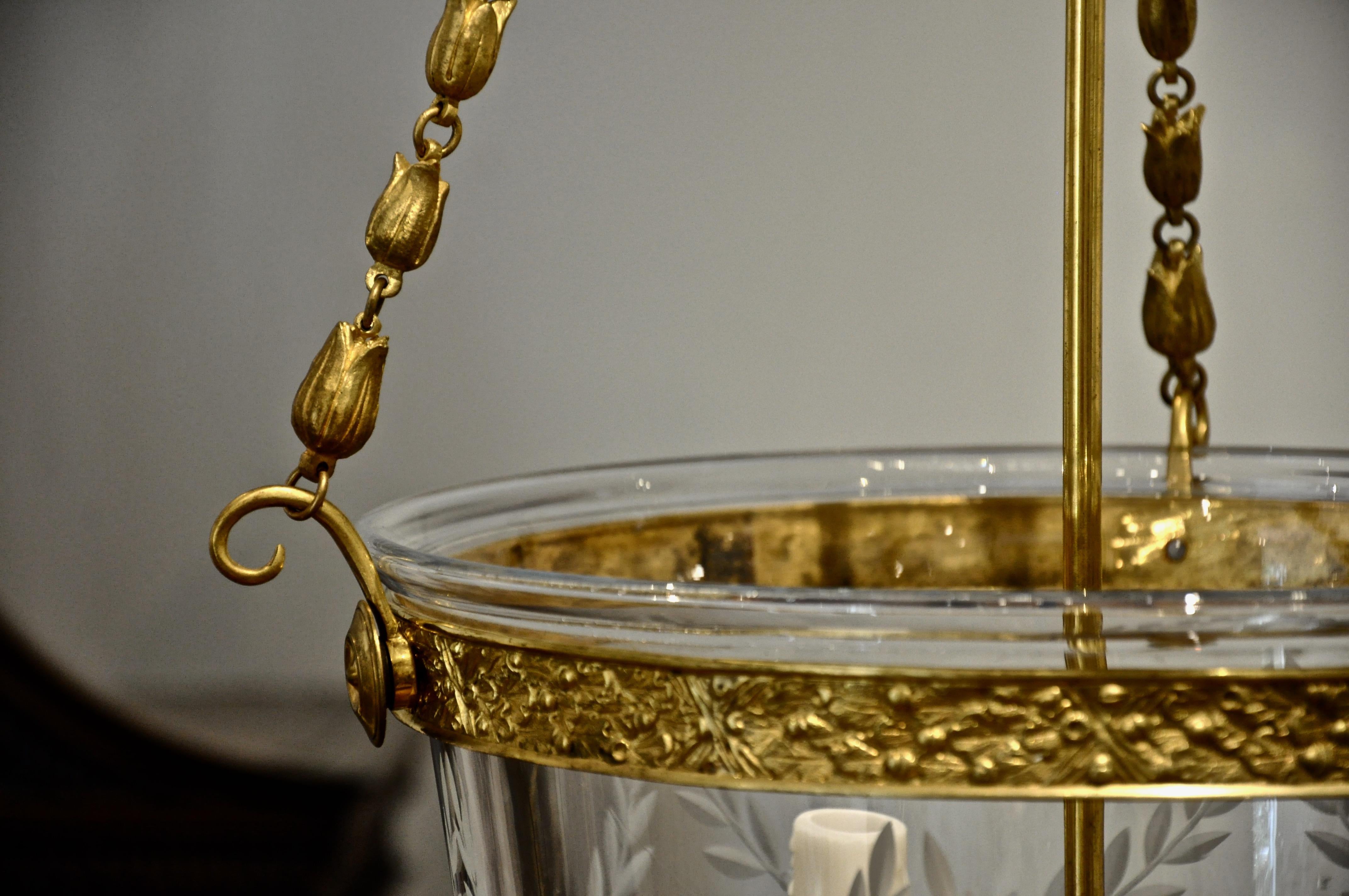 Russian Gilt Bronze Neoclassical Style Bell Jar Hall Lantern 4