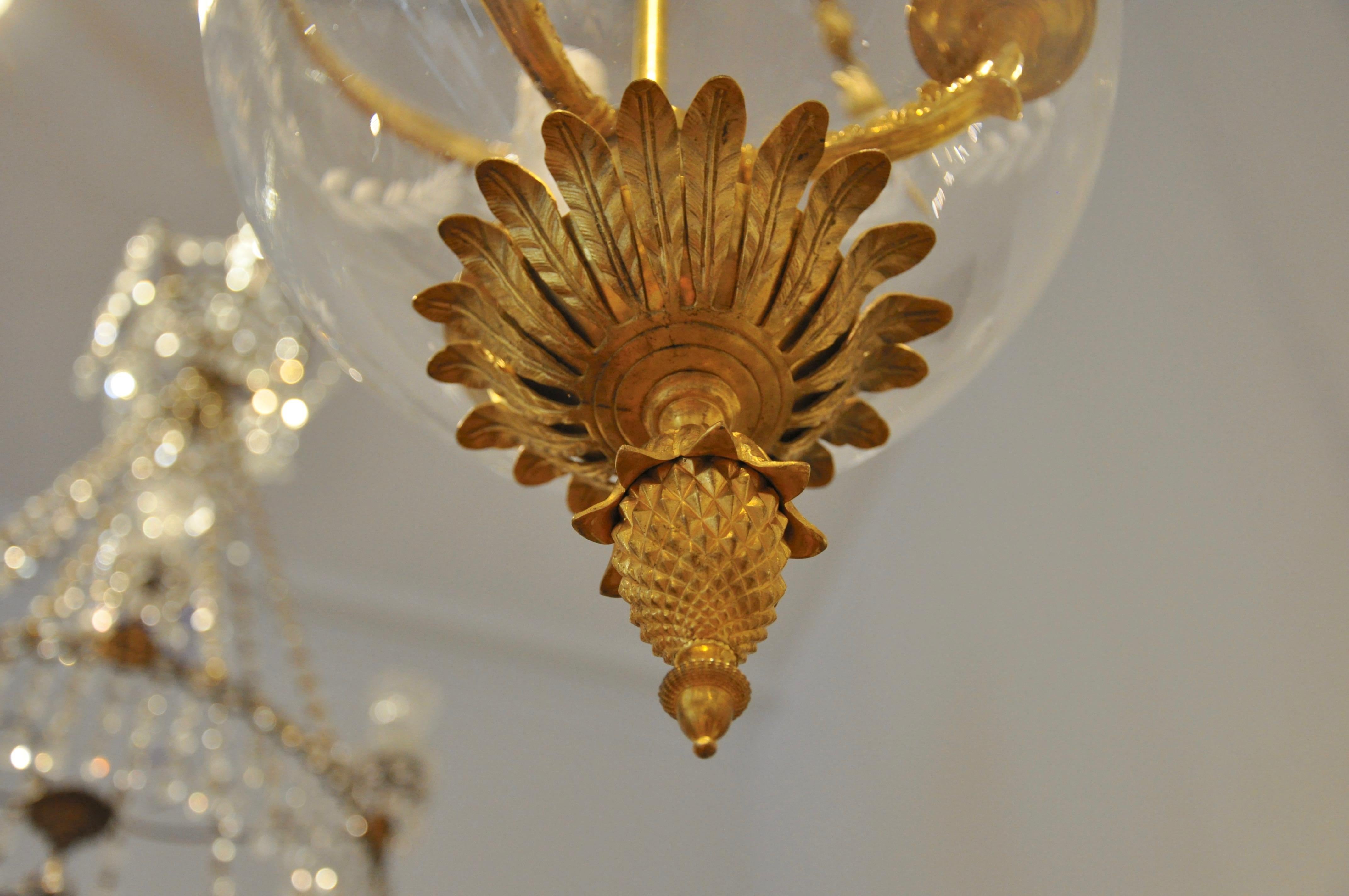 Russian Gilt Bronze Neoclassical Style Bell Jar Hall Lantern 5