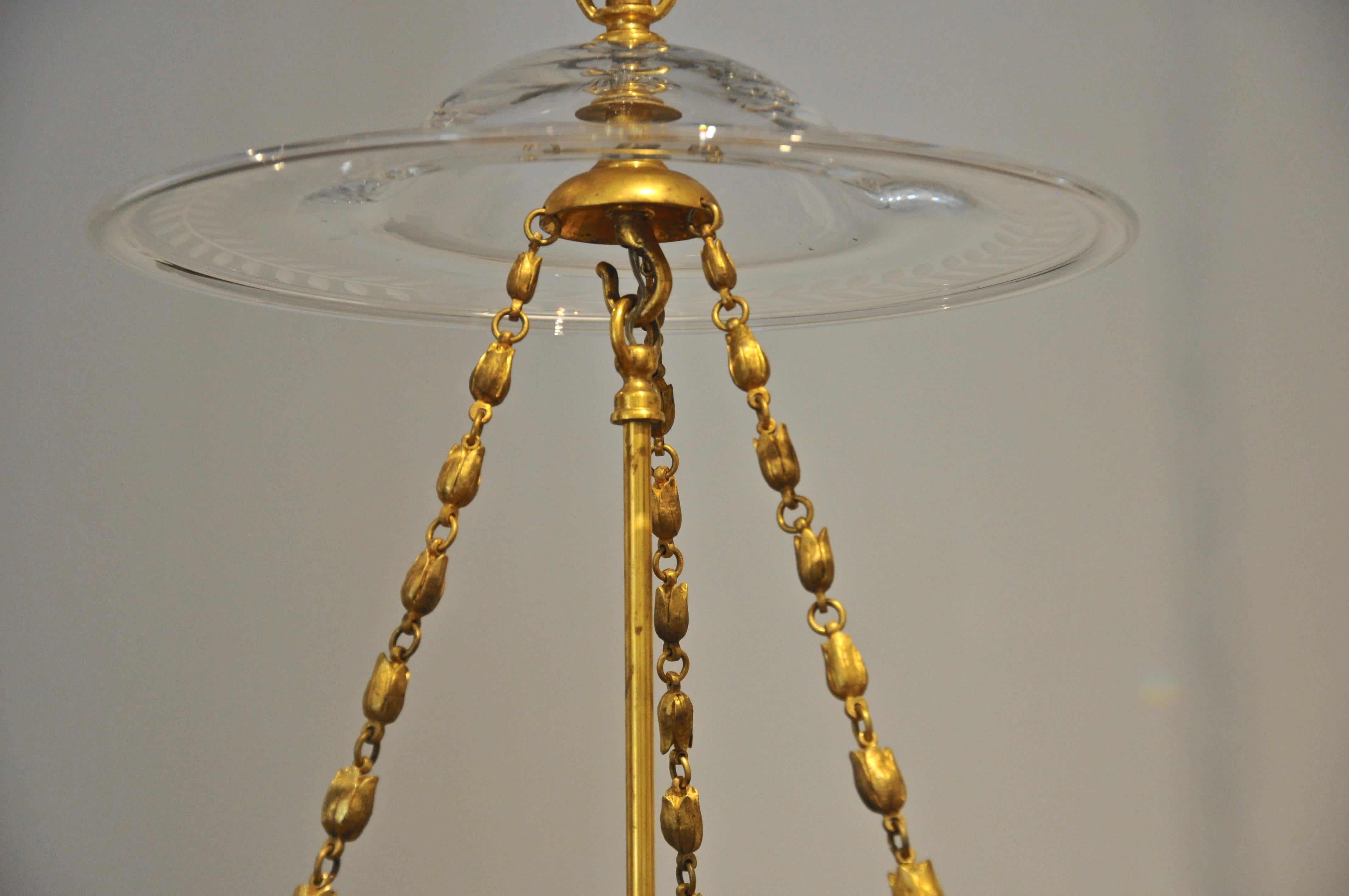20th Century Russian Gilt Bronze Neoclassical Style Bell Jar Hall Lantern