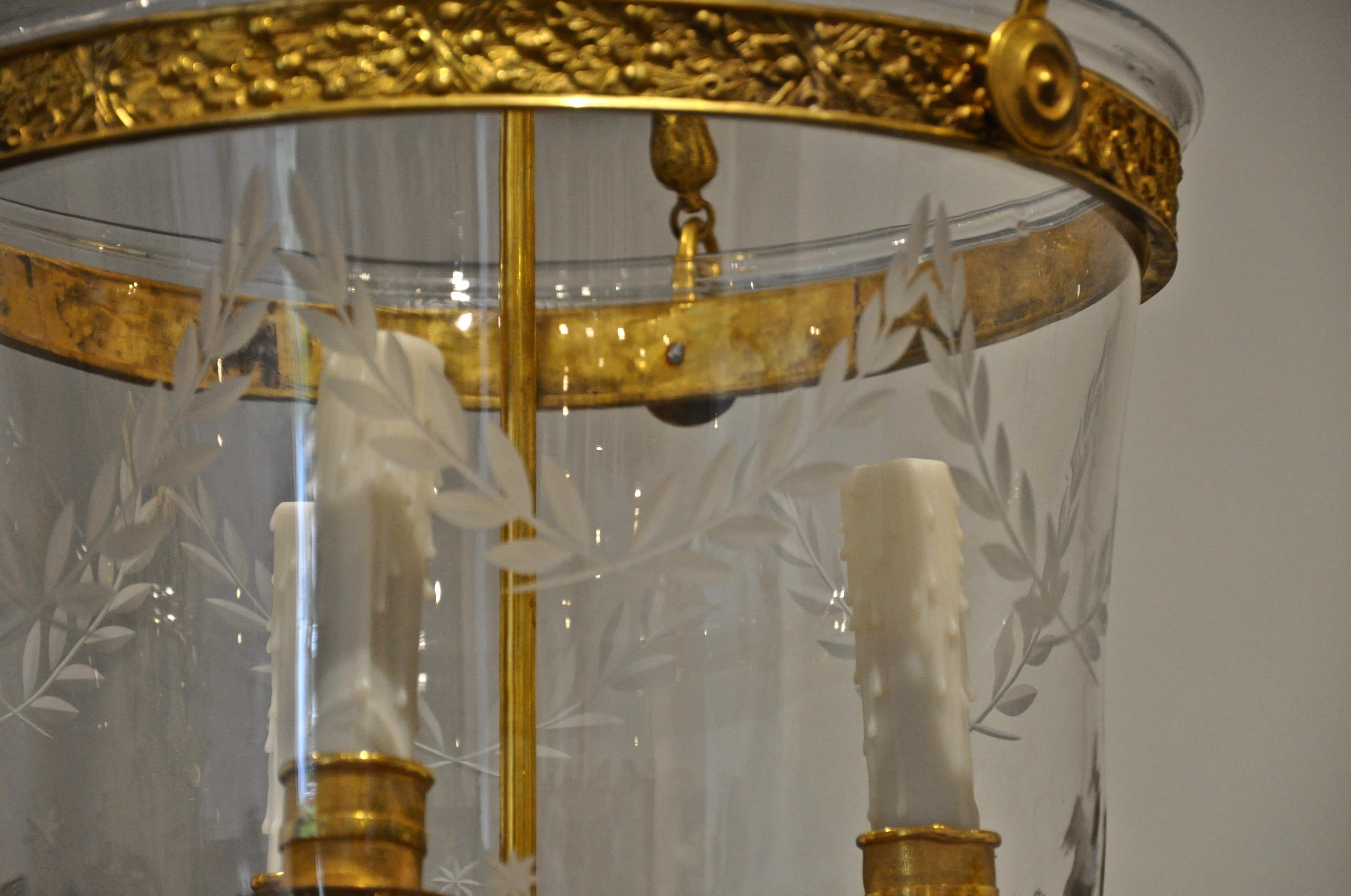 Russian Gilt Bronze Neoclassical Style Bell Jar Hall Lantern 1